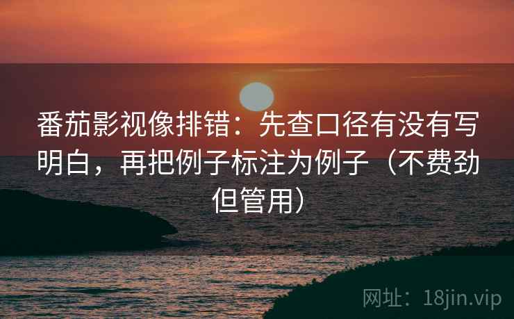 番茄影视像排错:先查口径有没有写明白,再把例子标注为例子(不费劲但管用) 番茄影视像排错:先查口径有没有写明白,再把例子标注为例子(不费劲但管用)